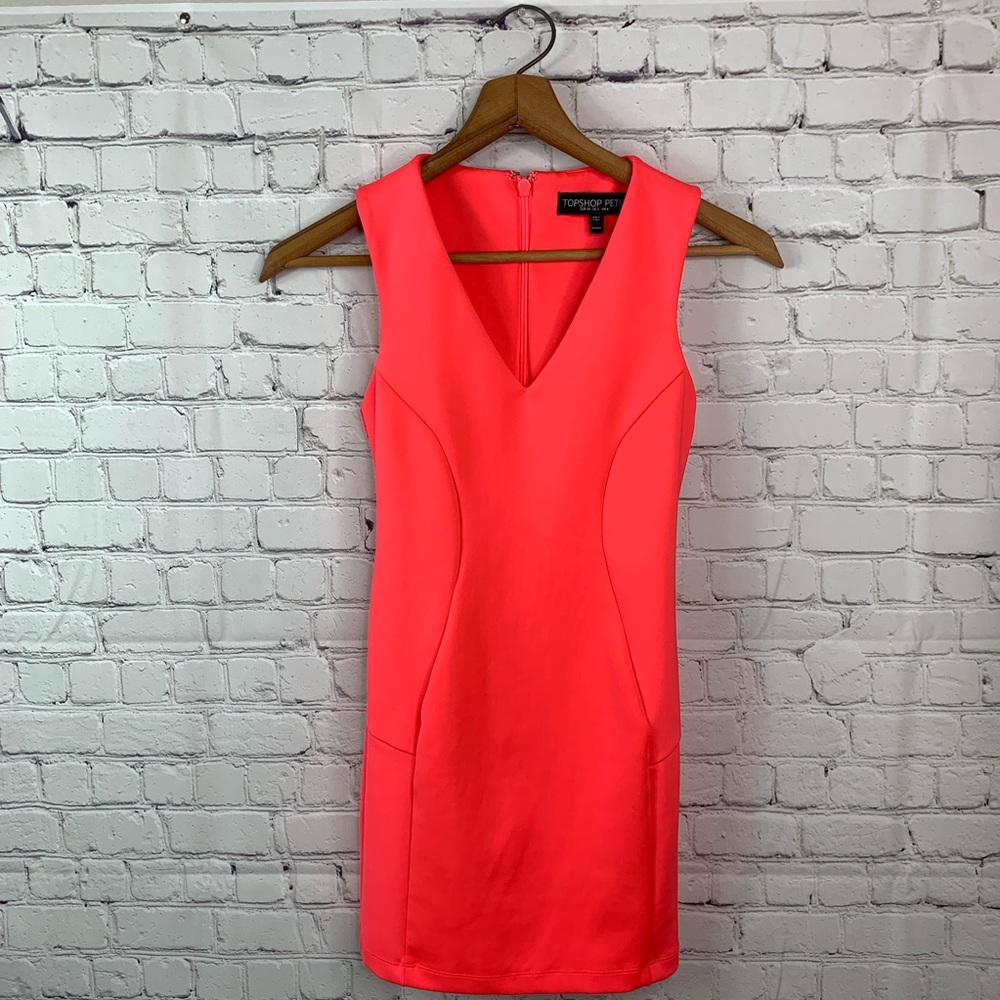 Topshop Petite Neon Salmon Mini Dress 2